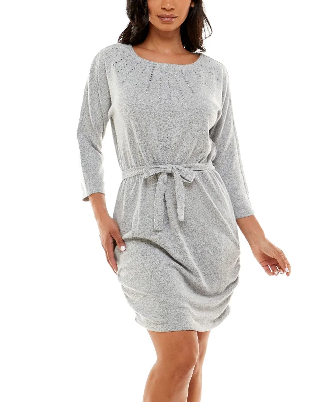 Women's 3/4 Dolman Sleeve with Rhinestones Hacci Dress