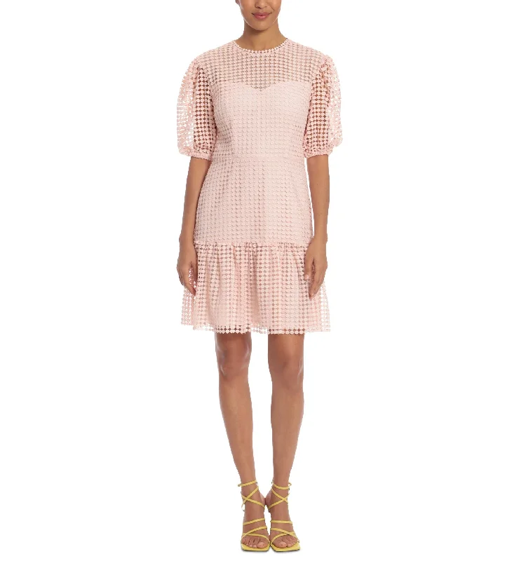 Donna Morgan Crochet Puff Sleeve Dress