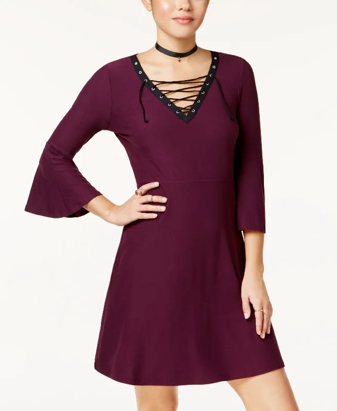 Ultra Flirt Juniors Lace Up Fit Flare Dress