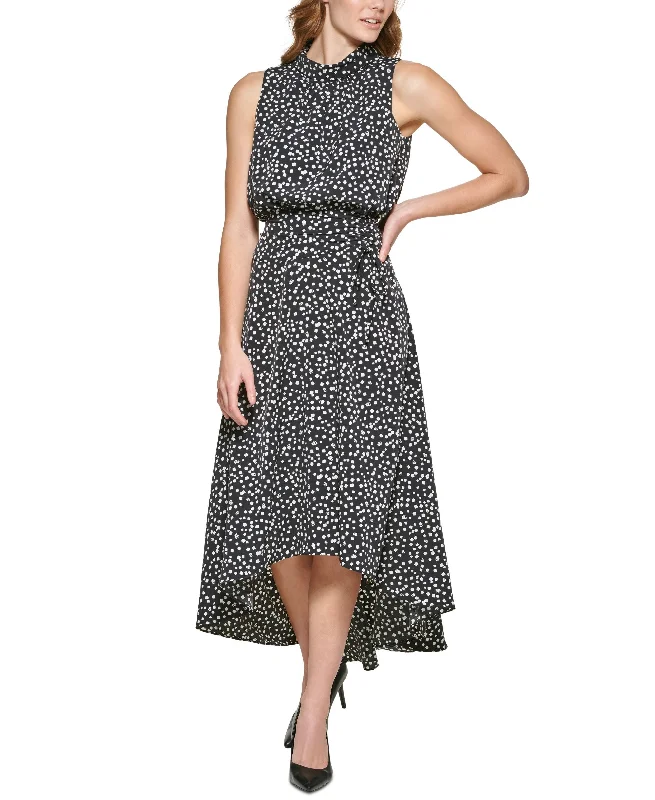 Karl Lagerfeld Paris Printed Mock Neck Maxi Dress