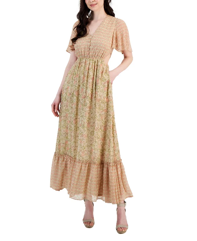 Women's Paris Printed Side-Cut-Out Maxi Dress