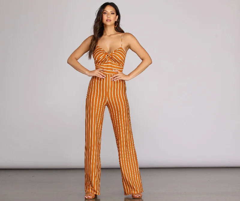 Knot About It Striped Jumpsuit