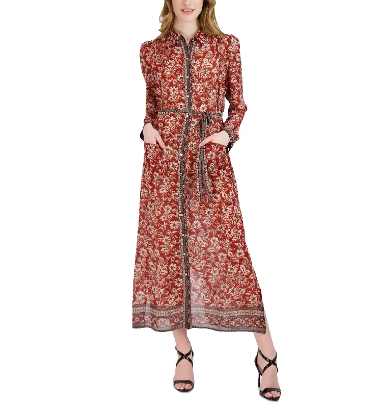 Women's Printed Maxi Shirtdress