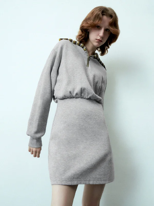 Zip Half Placket Knitted Dress