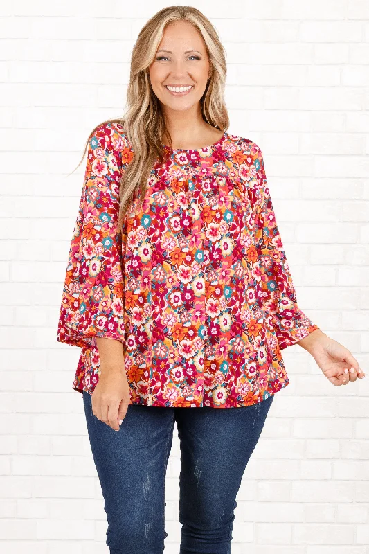 Falling Back Top, Magenta Multi