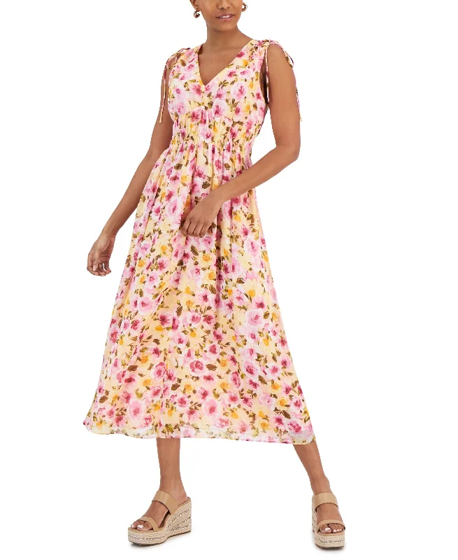 Women's Floral-Print Smocked-Waist Maxi Dress